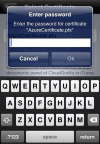 Enter certificate's password